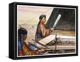 Tibetan Women Weaving-Henry Savage Landor-Framed Stretched Canvas