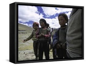 Tibetanchildren-Michael Brown-Framed Stretched Canvas