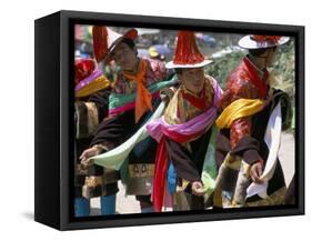Tibetans Dressed for Religious Shaman's Ceremony, Tongren, Qinghai Province, China-Occidor Ltd-Framed Stretched Canvas