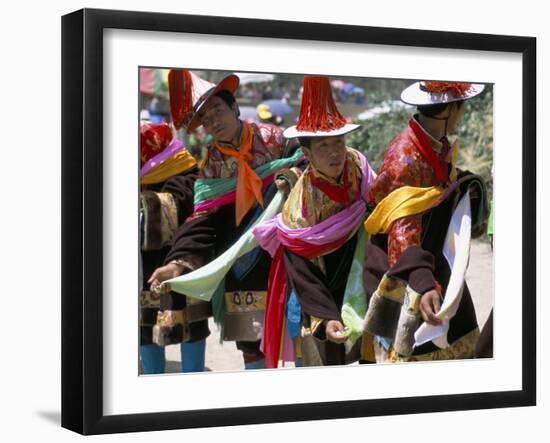 Tibetans Dressed for Religious Shaman's Ceremony, Tongren, Qinghai Province, China-Occidor Ltd-Framed Photographic Print