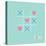 Tic Tac Toe Game with Cross and Heart Sign Mark Love Card Blue Pink Flat Design-worldofvector-Stretched Canvas