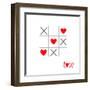 Tic Tac Toe Game with Cross and Heart Sign Mark Love Card Isolated Flat Design-worldofvector-Framed Art Print