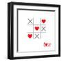 Tic Tac Toe Game with Cross and Heart Sign Mark Love Card Isolated Flat Design-worldofvector-Framed Art Print