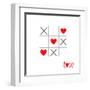 Tic Tac Toe Game with Cross and Heart Sign Mark Love Card Isolated Flat Design-worldofvector-Framed Art Print