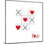 Tic Tac Toe Game with Cross and Heart Sign Mark Love Card Isolated Flat Design-worldofvector-Mounted Art Print