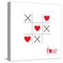 Tic Tac Toe Game with Cross and Heart Sign Mark Love Card Isolated Flat Design-worldofvector-Stretched Canvas