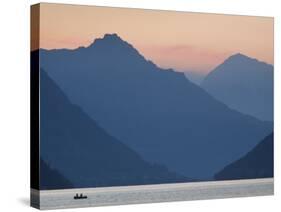 Ticino, Lake Lugano, Lugano, Dawn View of the Alps, Switzerland-Walter Bibikow-Stretched Canvas