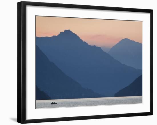 Ticino, Lake Lugano, Lugano, Dawn View of the Alps, Switzerland-Walter Bibikow-Framed Photographic Print