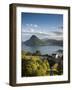 Ticino, Lake Lugano, Lugano, Town View and Monte San Salvador from Monte Bre, Switzerland-Walter Bibikow-Framed Photographic Print