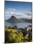Ticino, Lake Lugano, Lugano, Town View and Monte San Salvador from Monte Bre, Switzerland-Walter Bibikow-Mounted Photographic Print