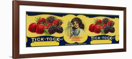 Tick Tock Berry Label - San Francisco, CA-Lantern Press-Framed Premium Giclee Print