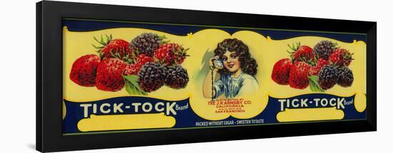 Tick Tock Berry Label - San Francisco, CA-Lantern Press-Framed Art Print