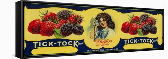 Tick Tock Berry Label - San Francisco, CA-Lantern Press-Framed Stretched Canvas