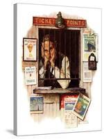 "Ticket Agent", April 24,1937-Norman Rockwell-Stretched Canvas