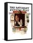 "Ticket Agent" Saturday Evening Post Cover, April 24,1937-Norman Rockwell-Framed Stretched Canvas