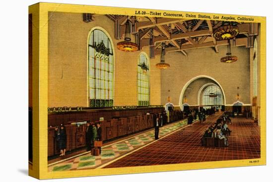 Ticket Concourse, Union Station, Los Angeles, California, C.1910-35-null-Stretched Canvas