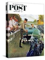 "Ticket for Roadster" Saturday Evening Post Cover, April 27, 1957-George Hughes-Stretched Canvas
