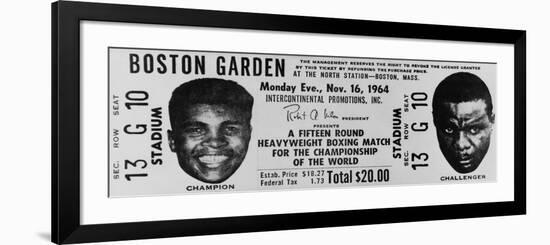 Ticket to World Championship Boxing Match Between Muhammad Ali and Sonny Liston-null-Framed Art Print