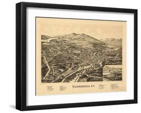 Ticonderoga, New York - Panoramic Map-Lantern Press-Framed Art Print