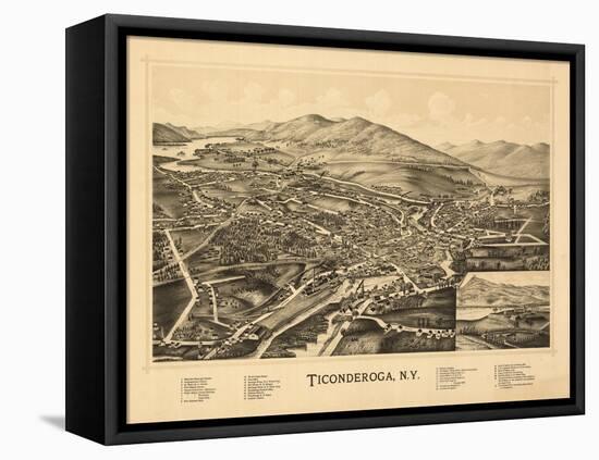 Ticonderoga, New York - Panoramic Map-Lantern Press-Framed Stretched Canvas
