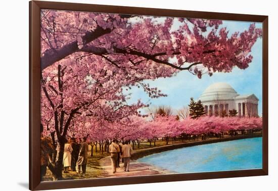 Tidal Basin, Jefferson Memorial, Cherry Blossoms, Washington, D.C.-null-Framed Art Print