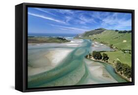 Tidal patterns, Hoopers Inlet, Otago Peninsula, Dunedin, South Island, New Zealand-David Wall-Framed Stretched Canvas