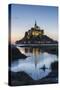 Tide growing at dusk, Mont-Saint-Michel, UNESCO World Heritage Site, Normandy, France, Europe-Francesco Vaninetti-Stretched Canvas