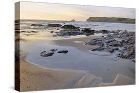 Tide Retreating at Sunset Leaving Tide Pools Among Rocks-Nick Upton-Stretched Canvas