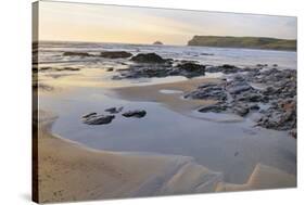 Tide Retreating at Sunset Leaving Tide Pools Among Rocks-Nick Upton-Stretched Canvas