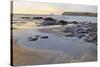 Tide Retreating at Sunset Leaving Tide Pools Among Rocks-Nick Upton-Stretched Canvas