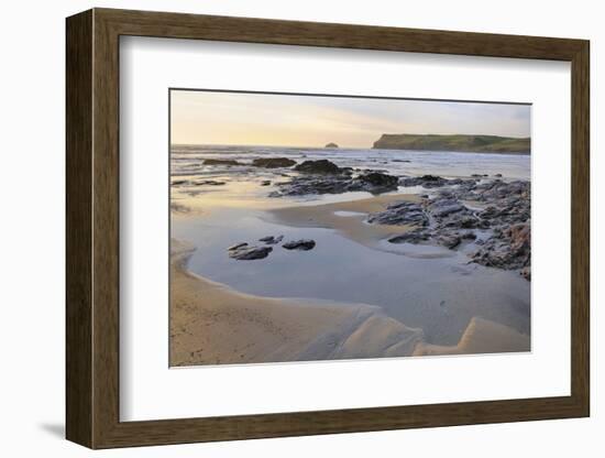 Tide Retreating at Sunset Leaving Tide Pools Among Rocks-Nick Upton-Framed Photographic Print