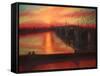 Tide Tables Richmond Bridge Sunset, 2022, (oil on canvas)-Lee Campbell-Framed Stretched Canvas