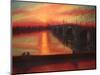 Tide Tables Richmond Bridge Sunset, 2022, (oil on canvas)-Lee Campbell-Mounted Giclee Print