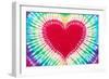 Tie-Dye Design of a Heart in Rainbow Colors - Photography-Lantern Press-Framed Art Print