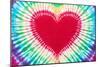 Tie-Dye Design of a Heart in Rainbow Colors - Photography-Lantern Press-Mounted Art Print