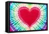 Tie-Dye Design of a Heart in Rainbow Colors - Photography-Lantern Press-Framed Stretched Canvas