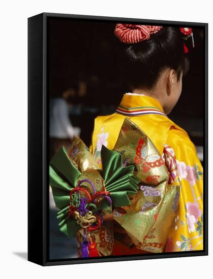 Tied Silk Sash (Obi), Kimono, Traditional Dress, Japan-null-Framed Stretched Canvas