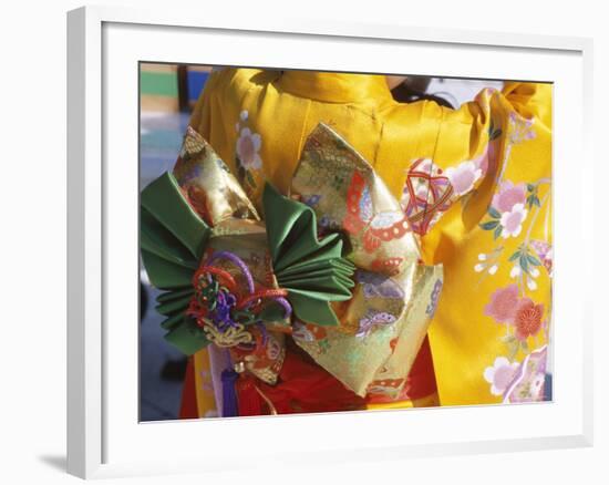 Tied Silk Sash (Obi), Kimono, Traditional Dress, Japan-null-Framed Photographic Print