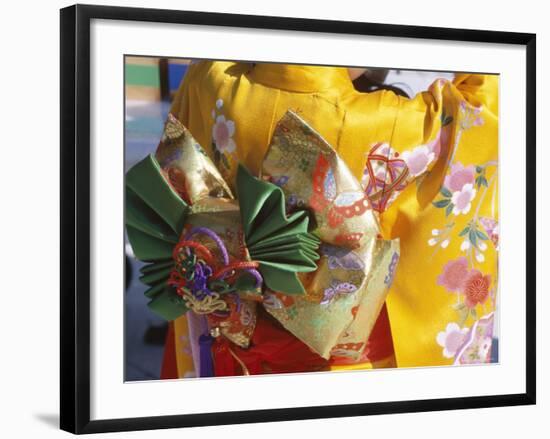 Tied Silk Sash (Obi), Kimono, Traditional Dress, Japan-null-Framed Photographic Print