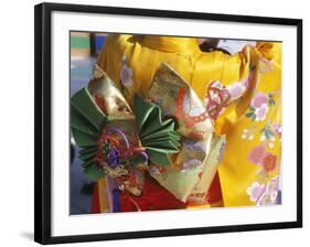 Tied Silk Sash (Obi), Kimono, Traditional Dress, Japan-null-Framed Photographic Print