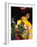 Tied Silk Sash (Obi), Kimono, Traditional Dress, Japan-null-Framed Photographic Print