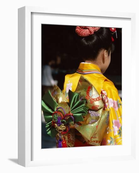 Tied Silk Sash (Obi), Kimono, Traditional Dress, Japan-null-Framed Photographic Print