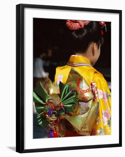 Tied Silk Sash (Obi), Kimono, Traditional Dress, Japan-null-Framed Photographic Print