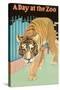 Tiger, a Day at the Zoo-null-Stretched Canvas