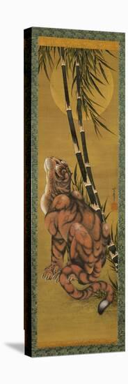 Tiger Among Bamboo with Full Moon-null-Stretched Canvas