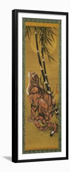 Tiger Among Bamboo with Full Moon-null-Framed Premium Giclee Print