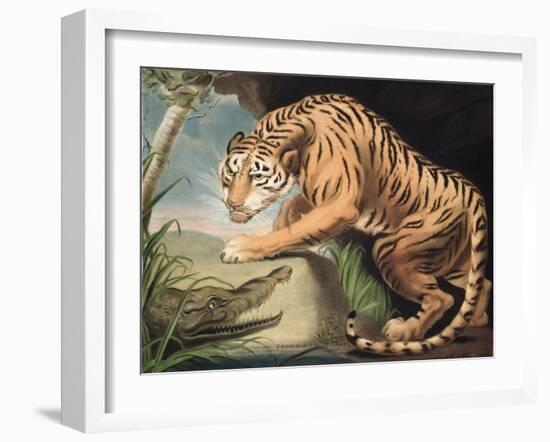 Tiger and Crocodile, Engraved by Charles Turner (1773-1857), Pub. by James Daniell and Co., 1799-James Northcote-Framed Giclee Print