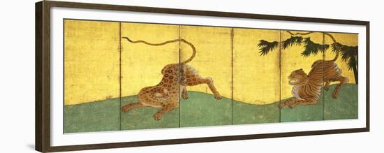 Tiger and Leopard Among Bamboo-null-Framed Premium Giclee Print