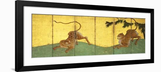 Tiger and Leopard Among Bamboo-null-Framed Premium Giclee Print