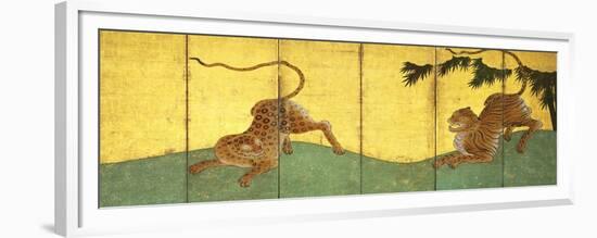 Tiger and Leopard Among Bamboo-null-Framed Premium Giclee Print